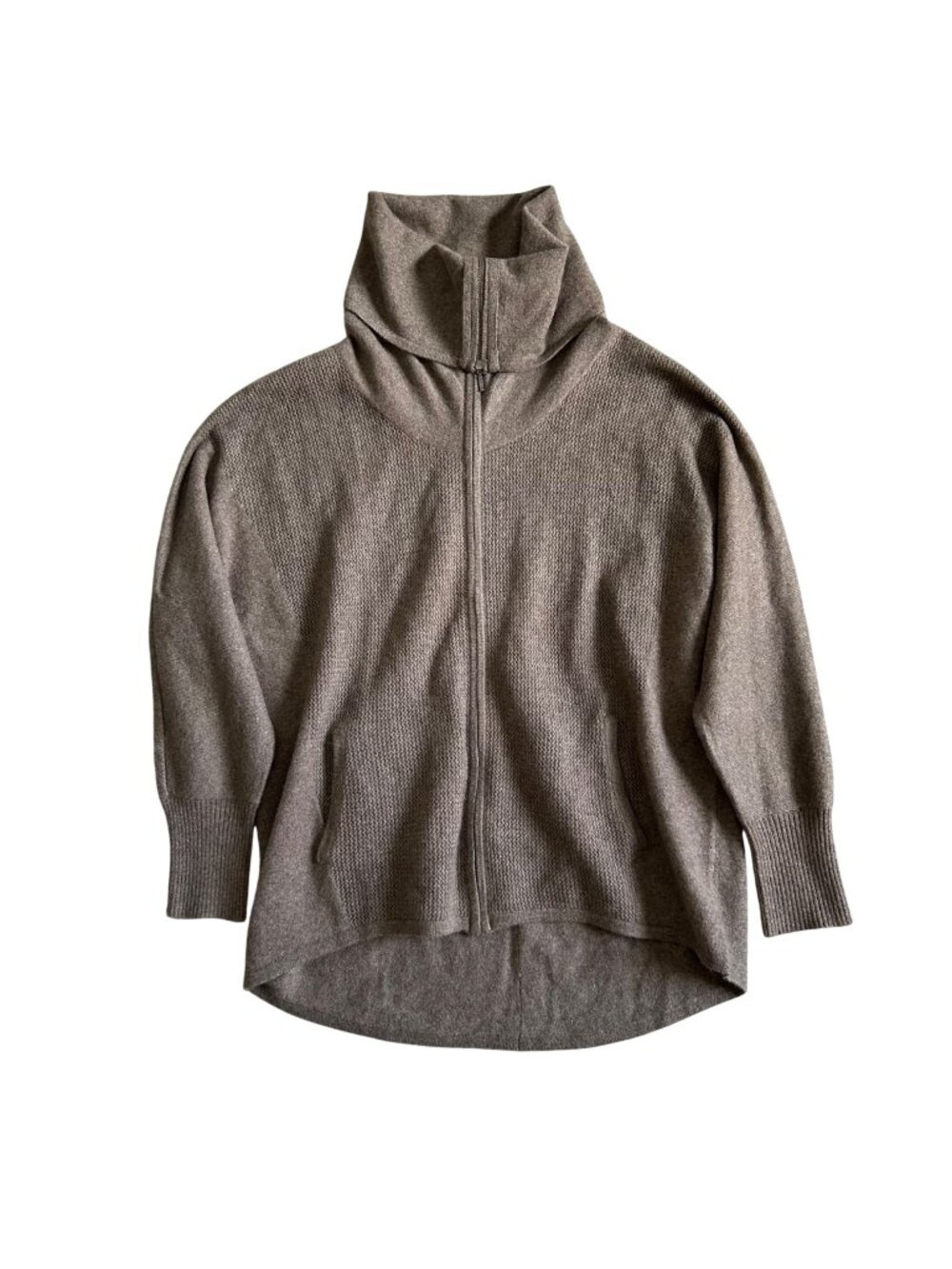 Design History Womens Sz M 100% Pure Cashmere Brown Zip-Up Turtleneck Sweater